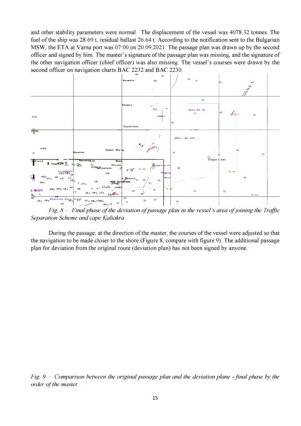 Final phase o f the deviation o f passage plan in the vessel’s area o f joining the Traffic Separation Scheme and cape Kaliakra