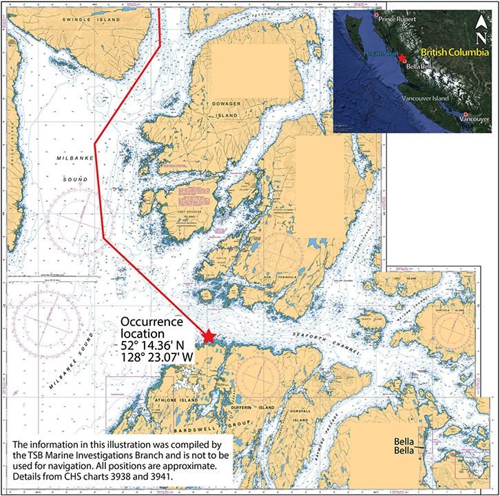 Canadian Hydrographic Service and Google Earth, with TSB annotations