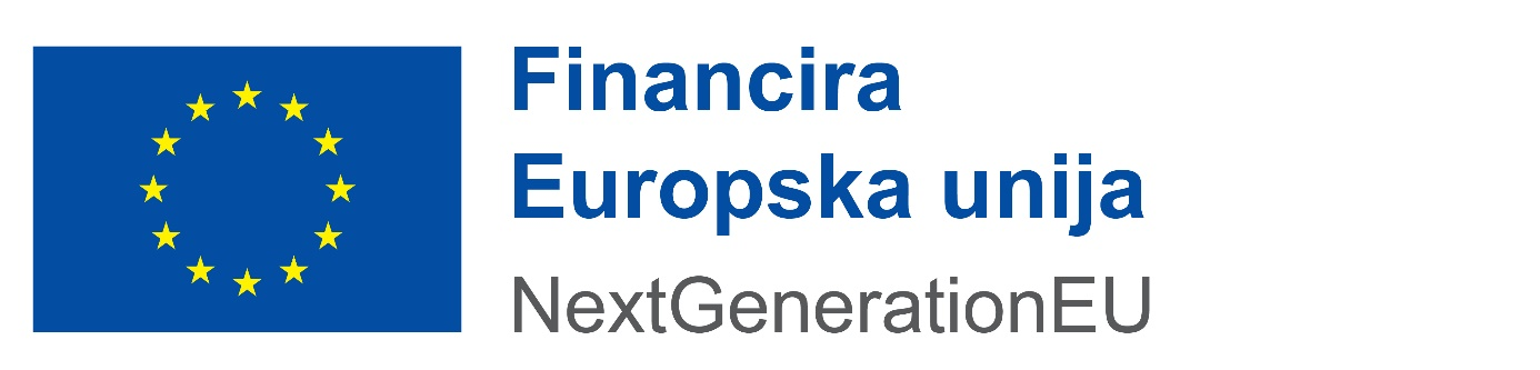 Logo of the European Union — blue flag with twelve yellow stars — beside Croatian text “Financira Europska unija NextGenerationEU.”